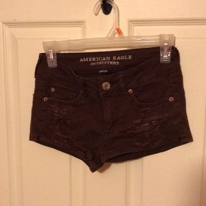Maroon ripped American eagle jean shorts